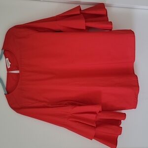 Beach lunch lounge. Coral Top. layered ruffle bell sleeves. S LG